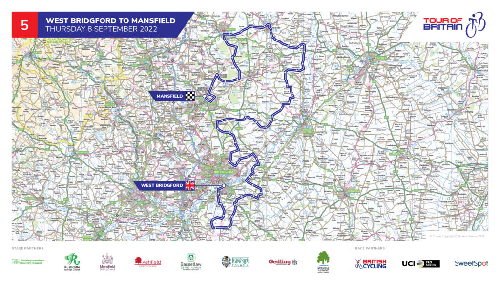 Tour of Britain 2022 Stage 5 map