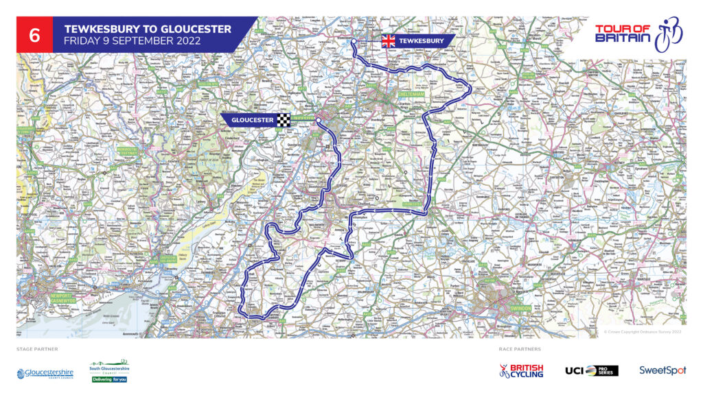 Tour of Britain 2022 Stage 6 map