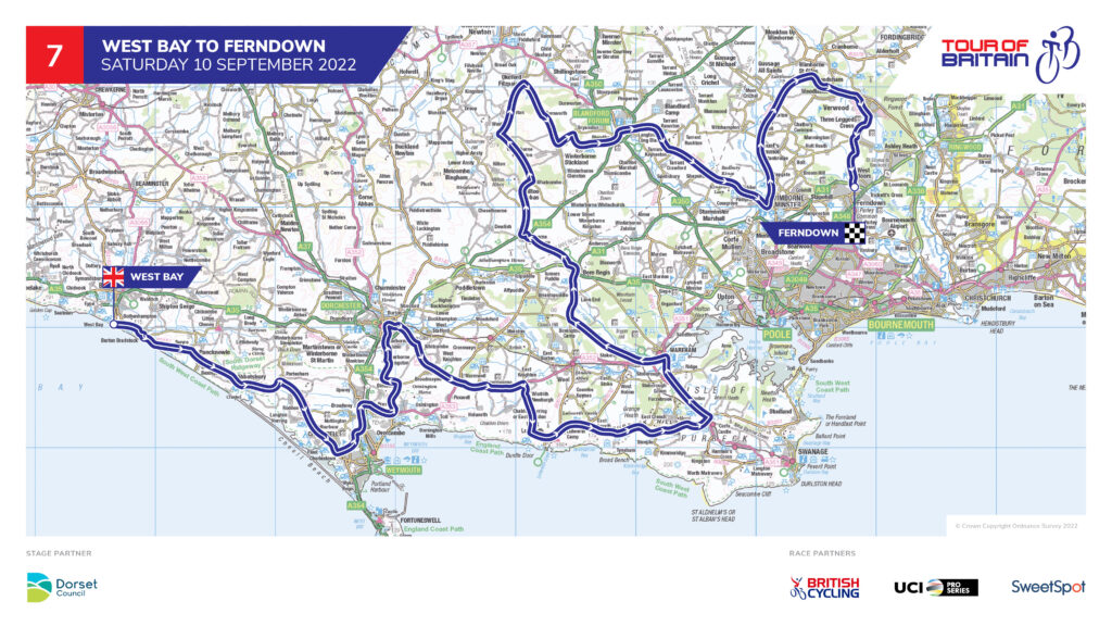 Tour of Britain 2022 Stage 7 map