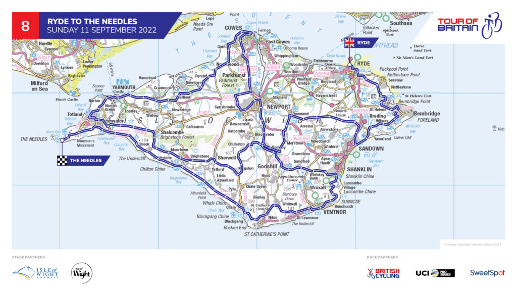 Tour of Britain 2022 Stage 8 map