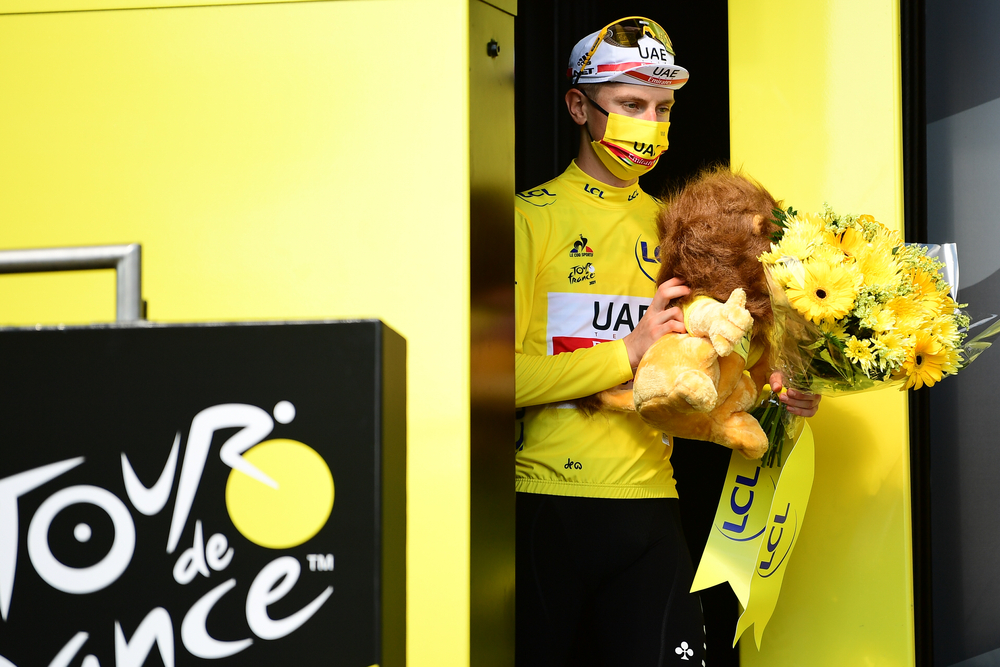 Tadej Pogacar, Stage 19 of 2021 (picture credit Tour de France A.S.O./Pauline Ballet)