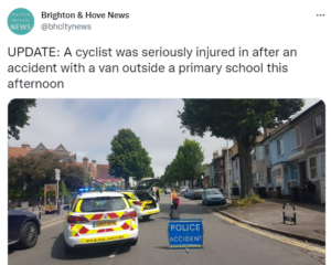 Brighton and Hove News report – ‘accident with van’