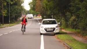 car in cycle lane – via Cycling UK