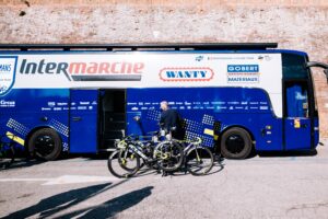 Intermarche-Wanty-Gobert team bus – image credit cyclingmedia_agency