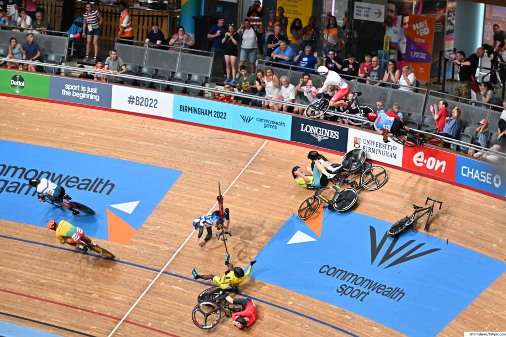 Scratch race crash, 2022 Commonwealth Games (Will Palmer, SWpix.com)