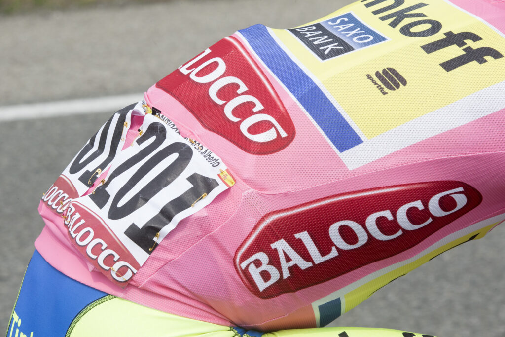 Balocco-sponsored maglia rosa Alberto Contador (RCS Sport)