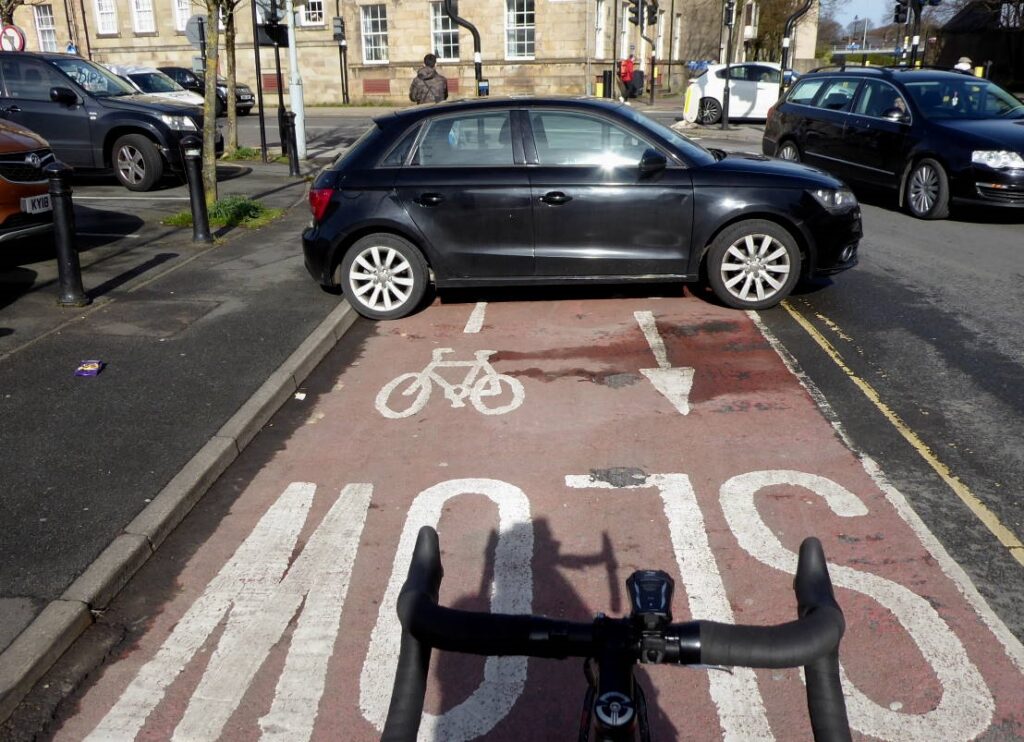 Cycle lane parked car (Image credit: Rob Ainsley sent to us)