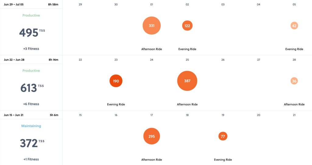Training calendar