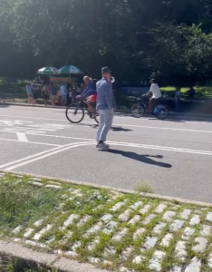 NYC activist targets speeding cyclists with megaphone (Instagram, whatisnewyork)