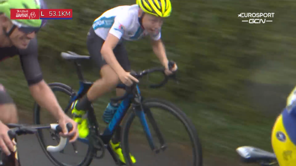 Tour of Britain stage three kid attacks the breakaway