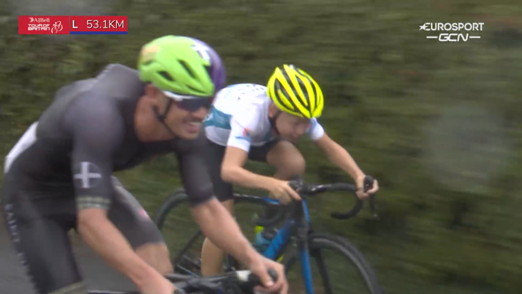 Tour of Britain stage three kid attacks the breakaway