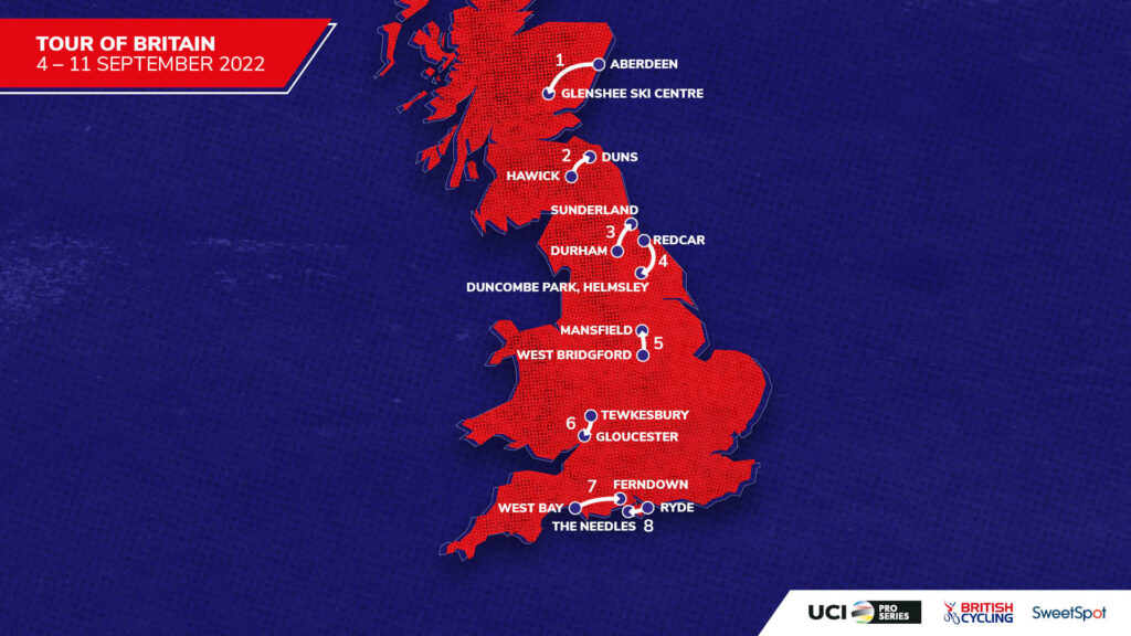 Tour of Britain 2022 overview map