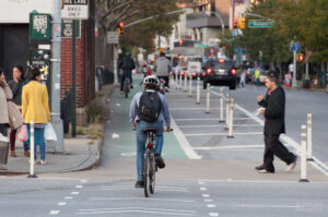 New York City segregated cycle lane (CC licensed on Flickr by Dylan Passmore)