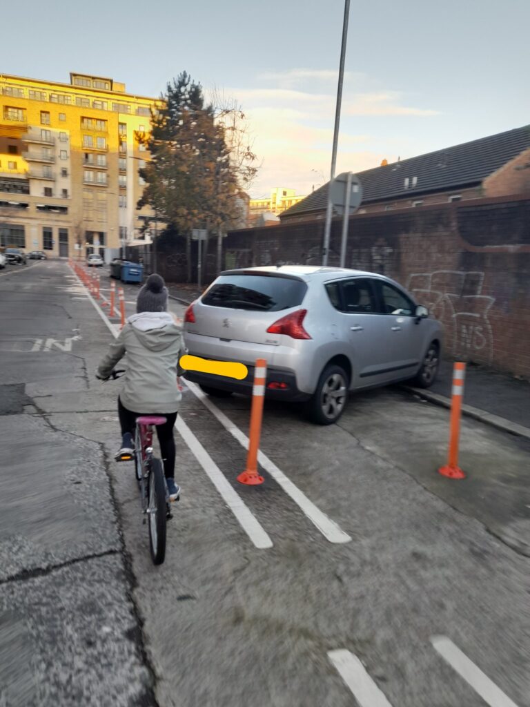 Belfast cycle lane parked car (Twitter, North Belfast Cycle Campaign)