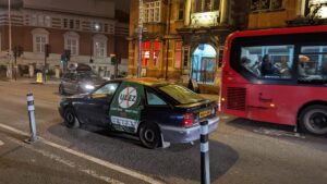 Piers Corbyn drives home from Oxford council meeting (credit &ndash; Simon MacMichael)