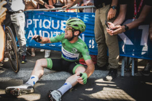 MArk Cavendish after equalling Eddy Merckx’s record – picture credit A.S.O./Pauline Ballet
