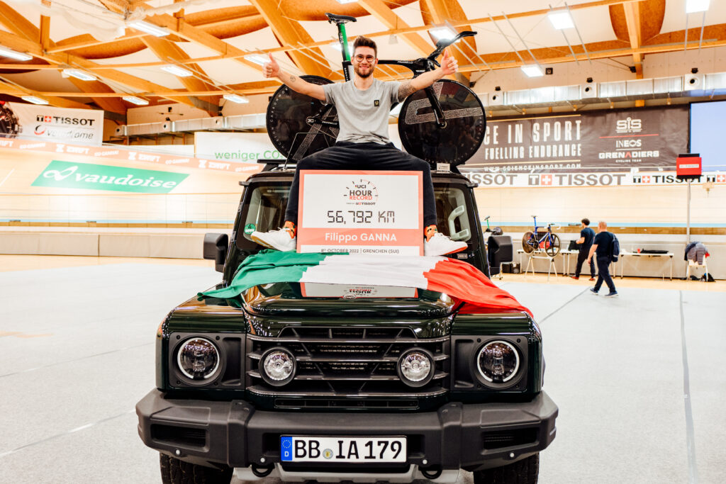 Ganna break hour record (credit: Ineos Grenadiers)