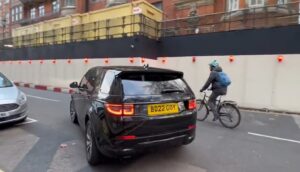 Health Secretary Steve Barclay’s driver almost hits cyclist (credit: Steve Bray)