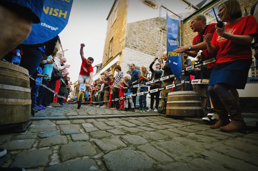 Andrew Denham finishes the 2011 Cobble Wobble (credit: Tom Rickhuss)