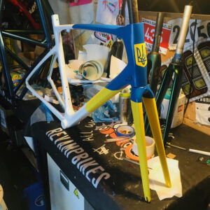 Bike resprayed for UK to Ukraine ride (credit – Revamp Bikes)