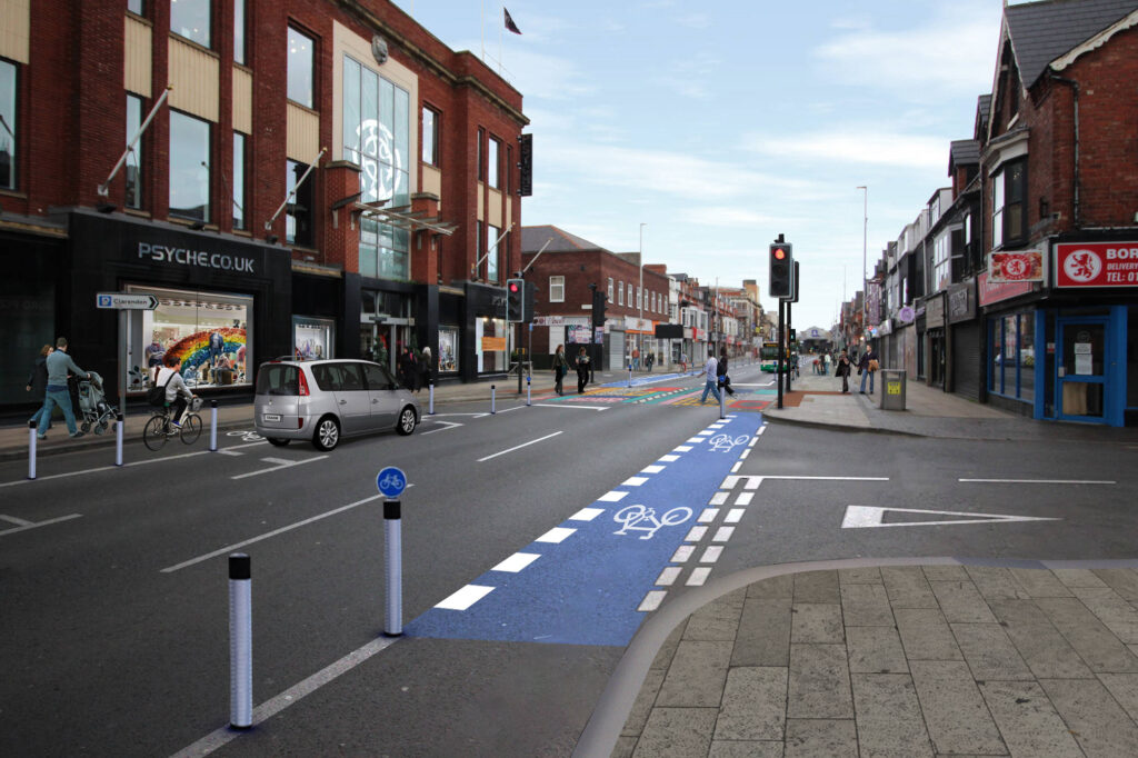 Linthorpe Road cycle lane (Middlesbrough Council)