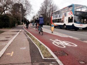 Hills Road separated cycle lane, Cambridge (copyright Simon MacMichael).jpeg
