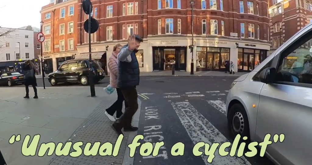 Pedestrian aims dig at Jeremy Vine – just as motorist drives onto zebra crossing (credit – Jeremy Vine)