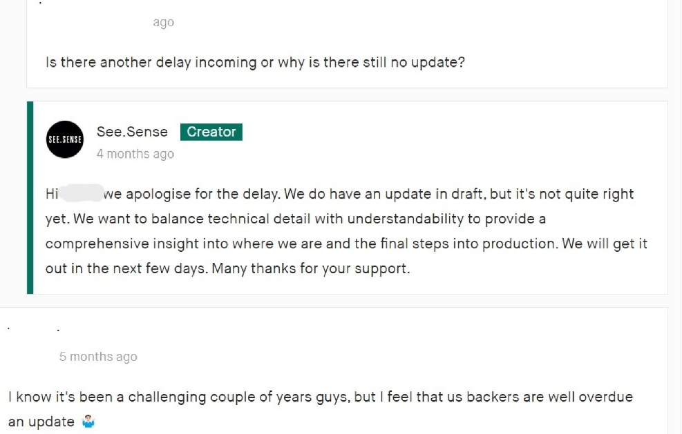 See.Sense Kicksatrter comments (See.Sense/Kickstarter)