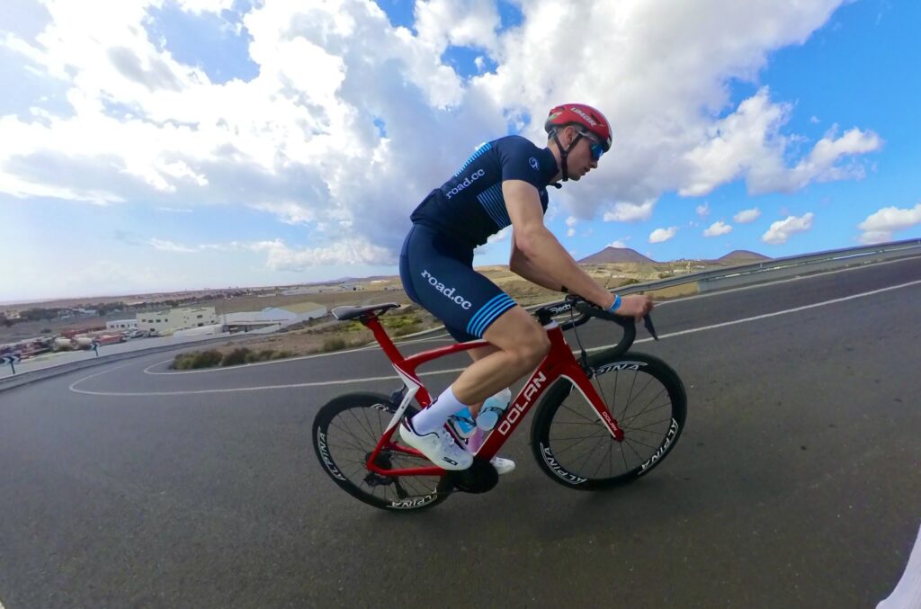 2023 Ed climbing Lanza road.cc kit out the saddle