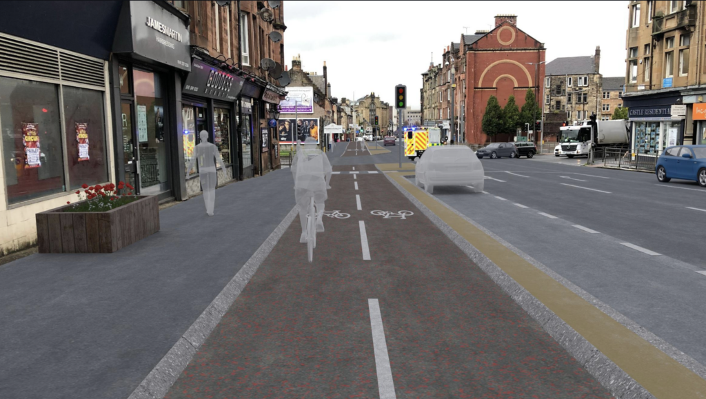 Proposed cycle lane in Paisley