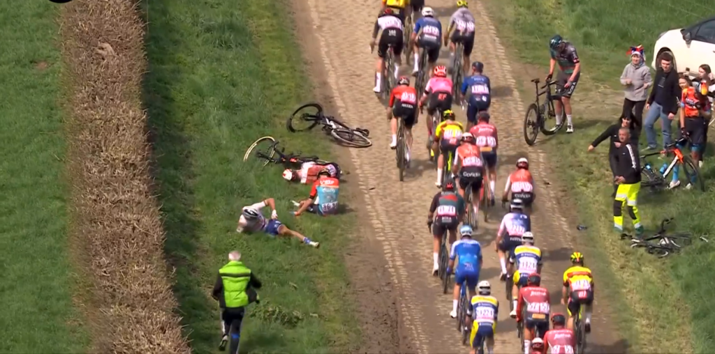 Peter Sagan Paris-Roubaix crash (GCN/Eurosport)