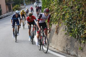 Tadej Pogacar on his way to winning Il Lombardia 2022