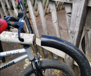 Bike rack cut in two at Bitton Railway Station