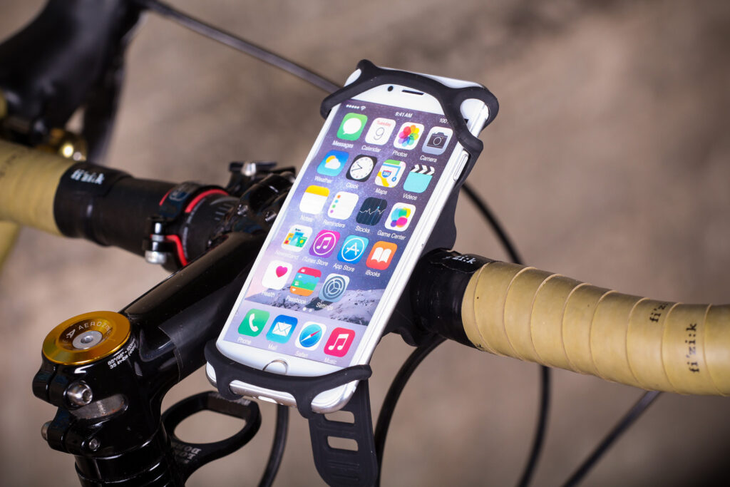 BTR Silicone Handlebar Mobile Phone Mount – on bike.jpg
