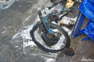 Burnt e-bike after fire
