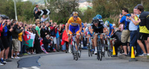 Lars Boom & Geraint Thomas on Caerphilly Mountain (picture credit SweetSpot)