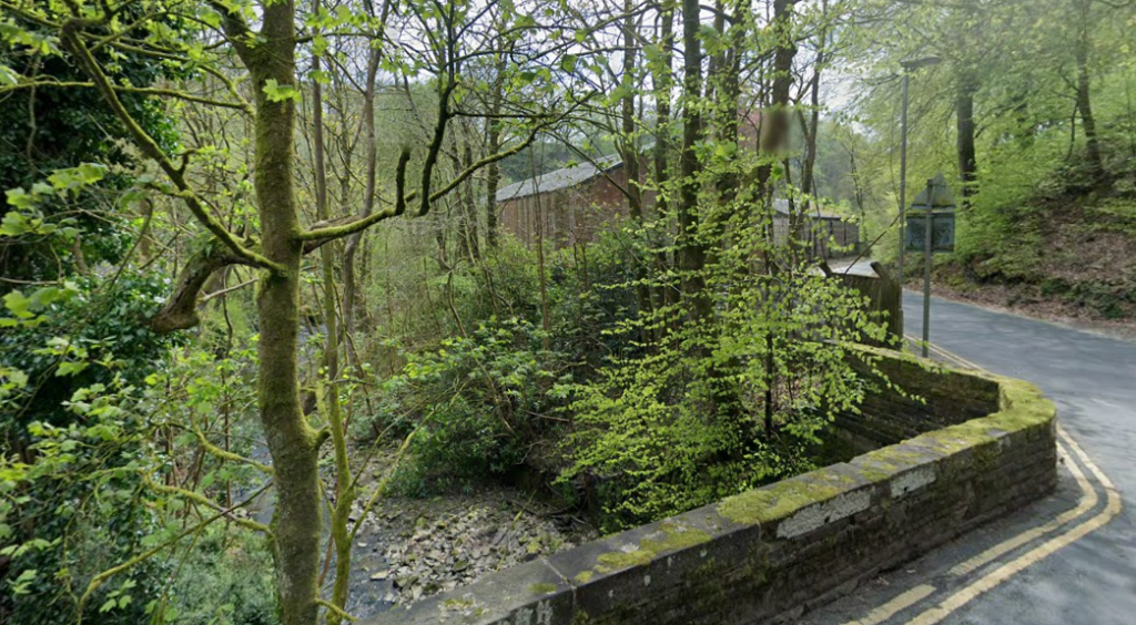 Ashworth Road bridge over Cheesden Brook May 2023 (Google Maps)