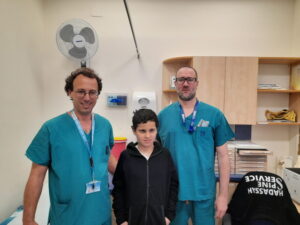 12-year-old Suleiman Hassan at Hadassah Medical Centre, after doctors reattached his head to his neck following a collision with a motorist