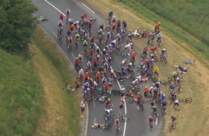Mass crash, stage 14 of the Tour de France
