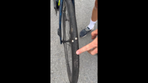 Lilian Calmejane tack-covered wheel Tour de France stage two (Twitter)