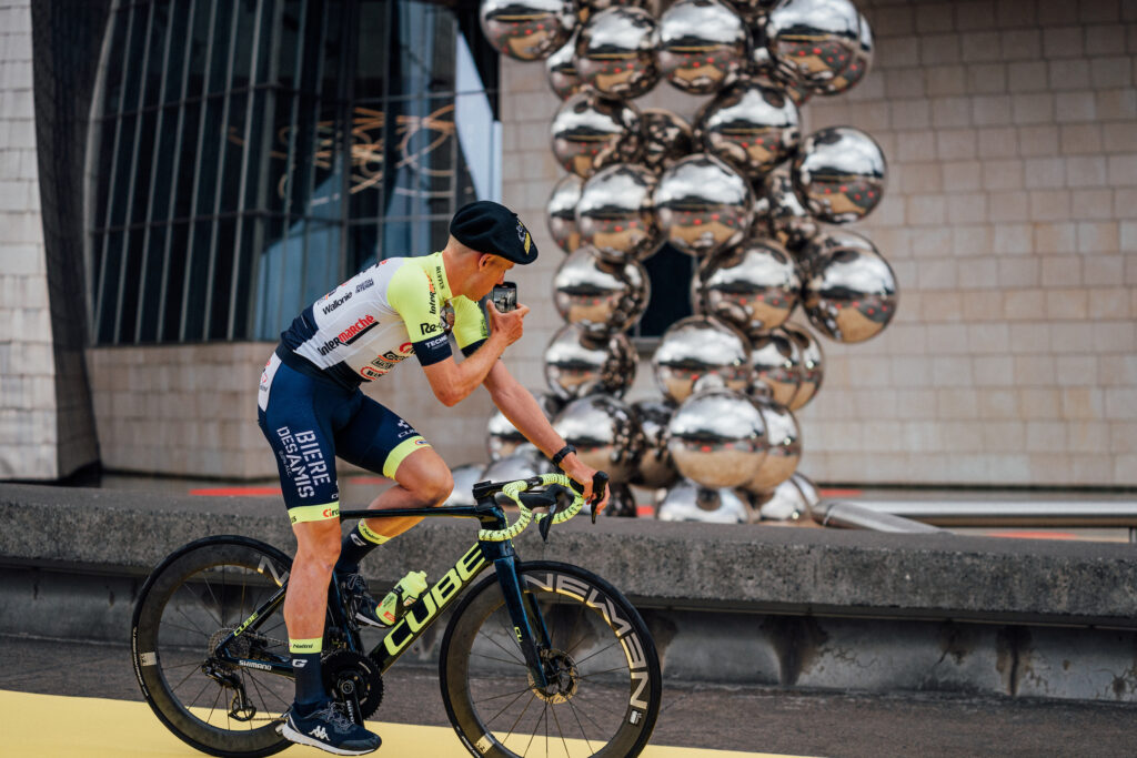 Mike Teunissen during Intermarché team presentation for Tour de France