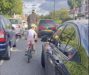 5-year-old cyclist on the A10, London