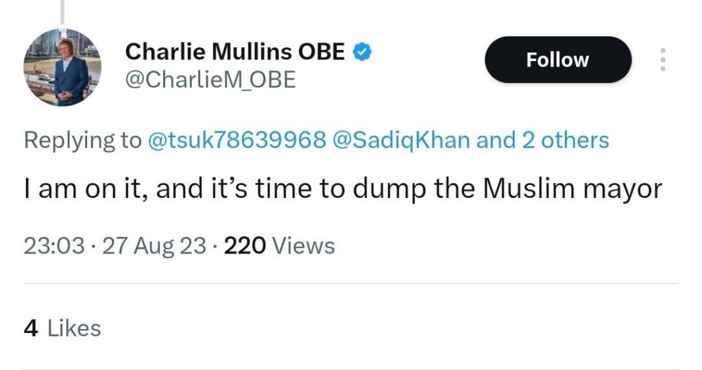 Charlie Mullins Sadiq Khan tweets