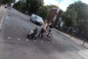 Cyclist jumping red light
