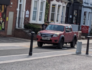 Drivers parking in Duke Street cycle lane, Darlington