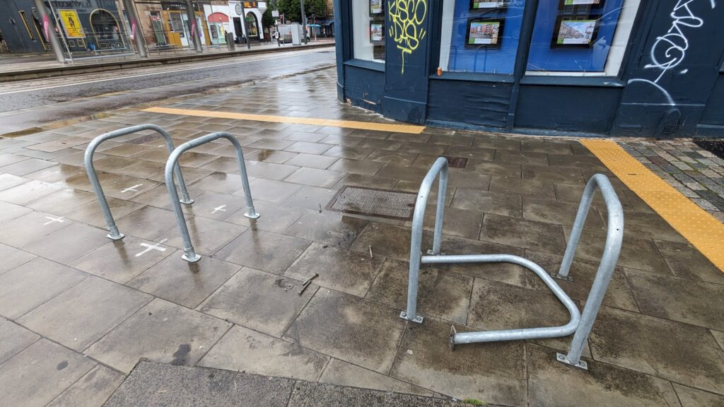 Bike racks unscrewed Edinburgh (Edward Tissiman)