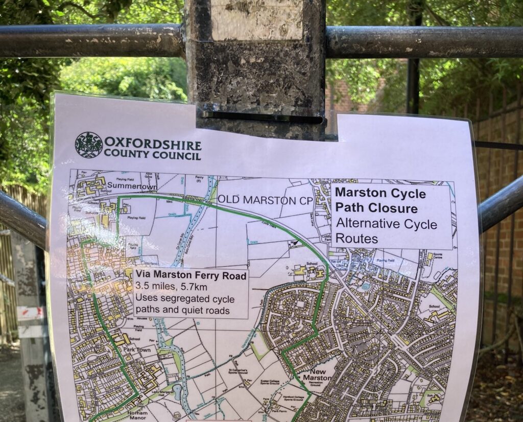 Marston cycle path closure