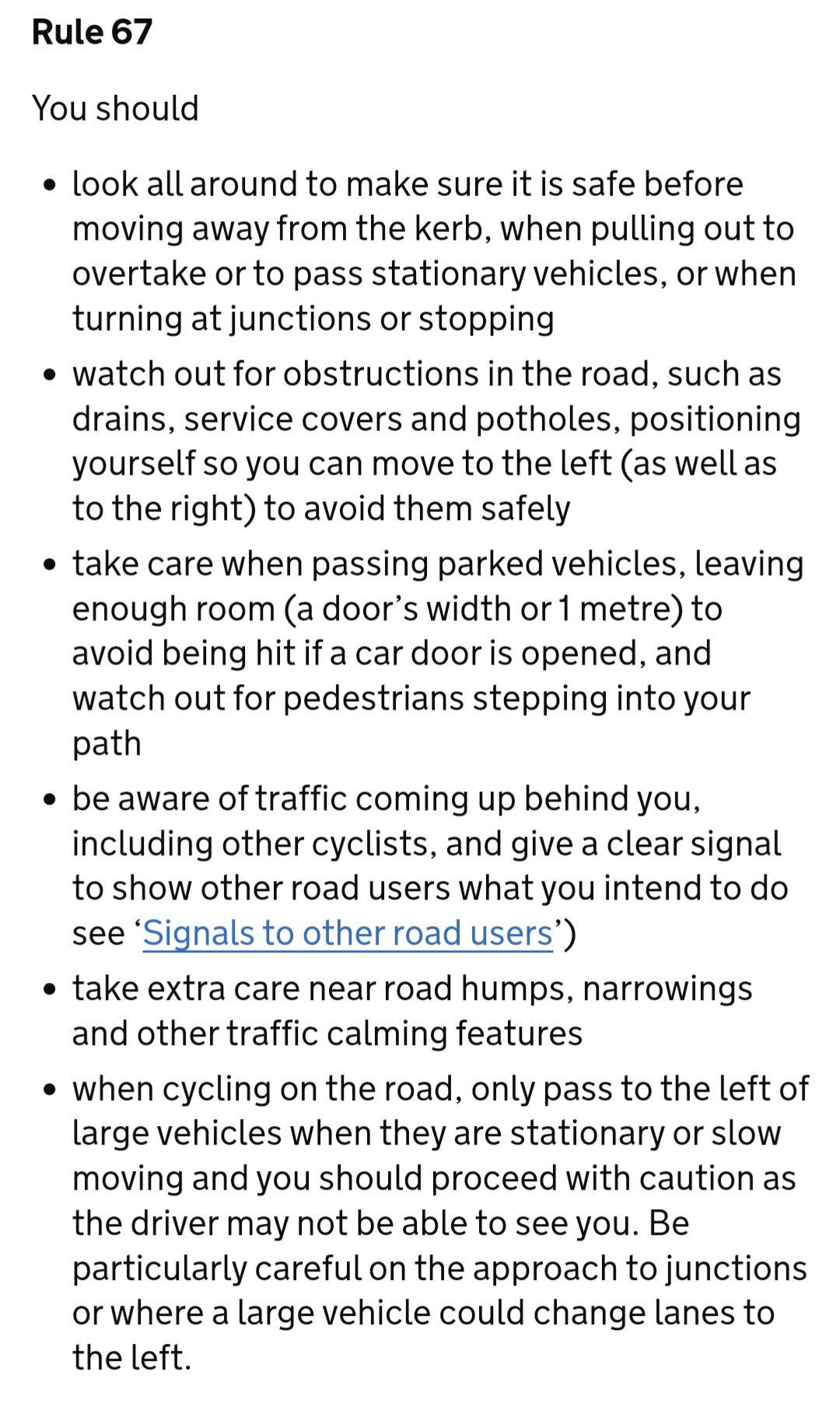 Highway Code Rule 67