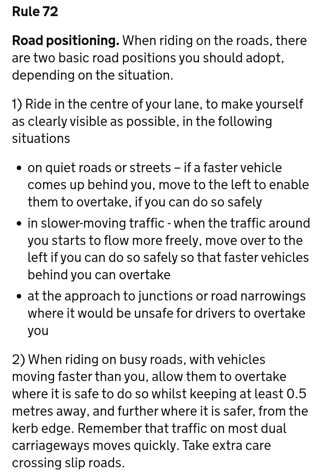 Highway Code Rule 72
