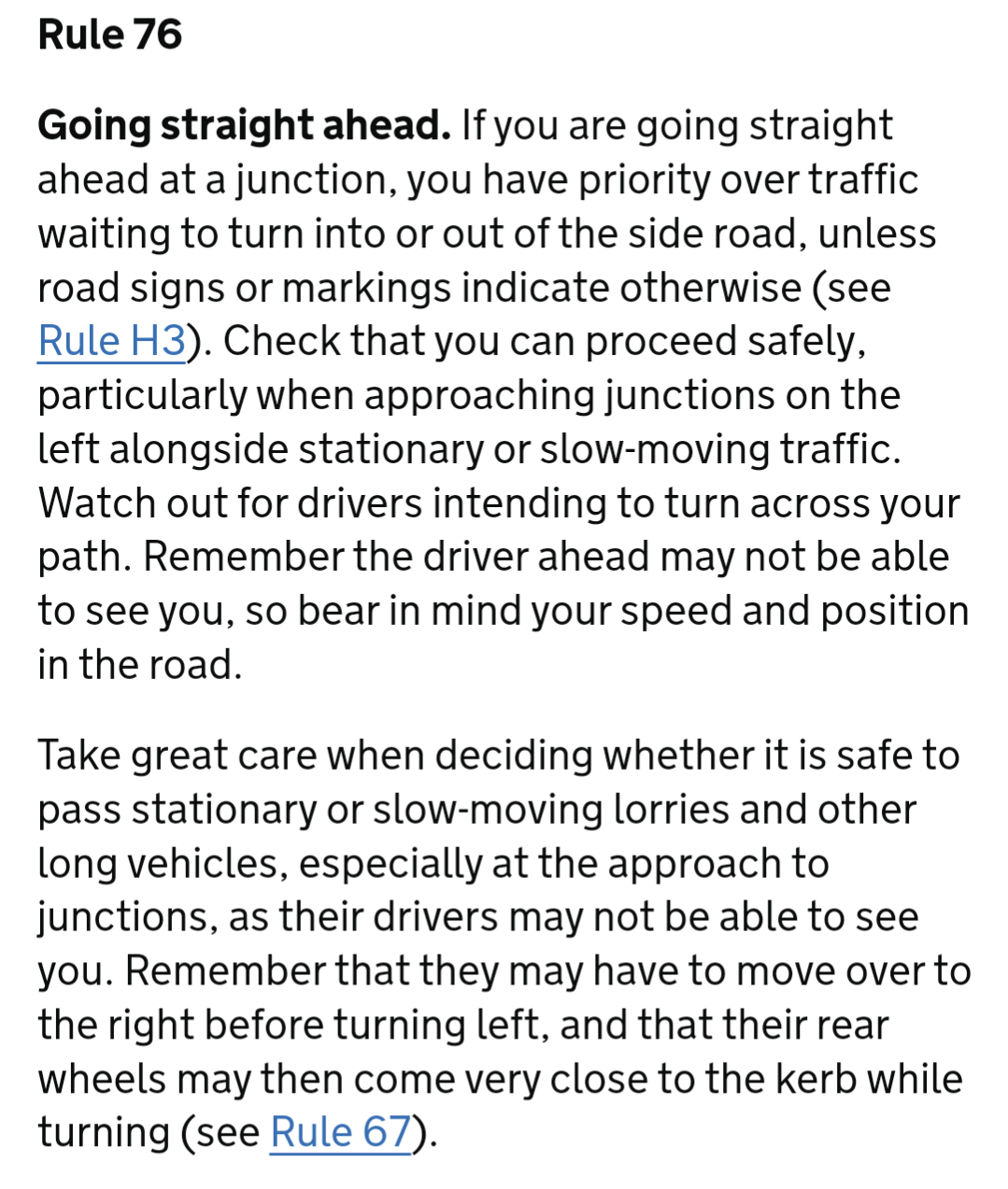 Highway Code Rule 76